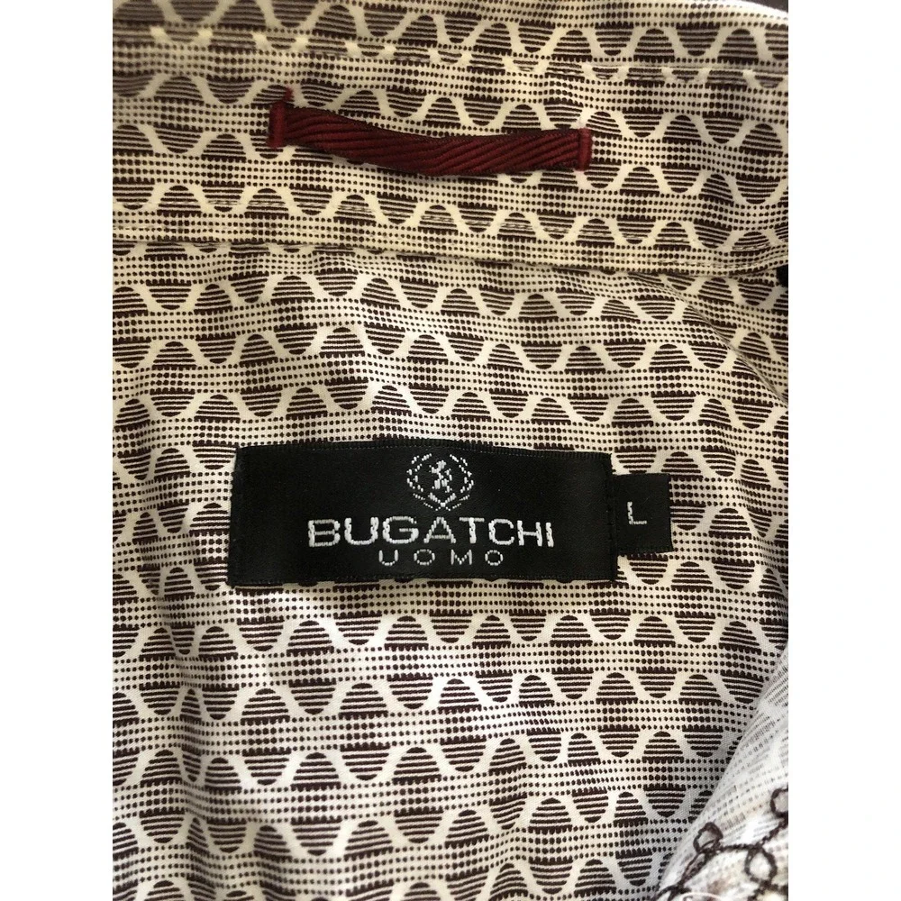 Bugatchi Uomo Classic Fit Long Sleeve Large Men's Dress Shirt Button Up
